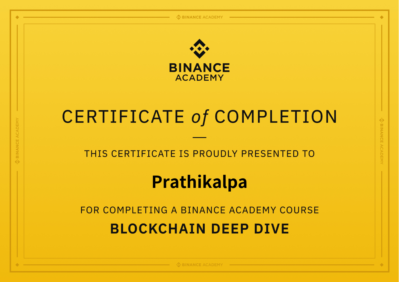 Blockchain Deep Dive Certificate